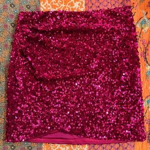 Line & Dot Fuchsia Sequin Mini Skirt